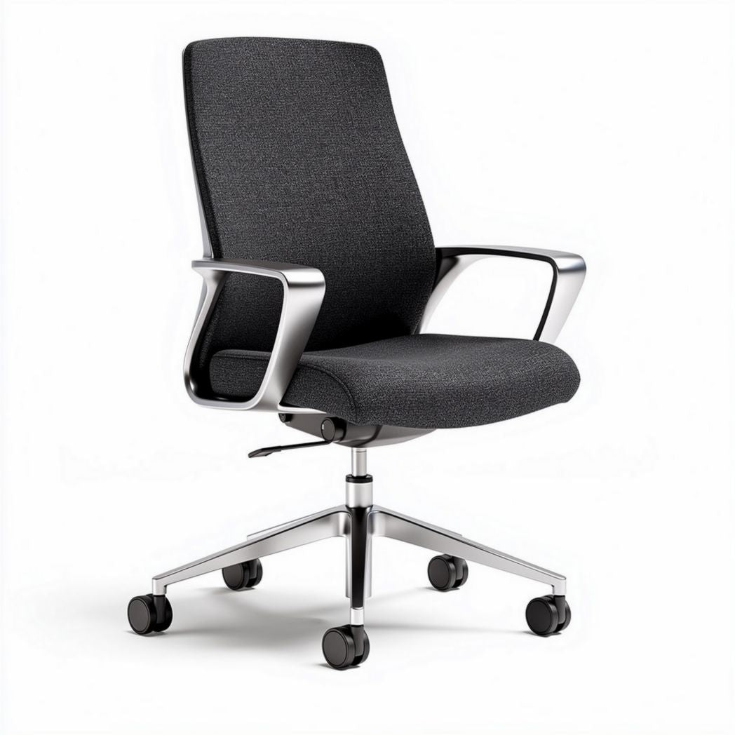 Office chair with ergonomic design in gray fabric and aluminum base 60 x 60 x 100cm