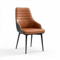 Leather upholstered dining chair with black metal legs 50 x 55 x 90cm