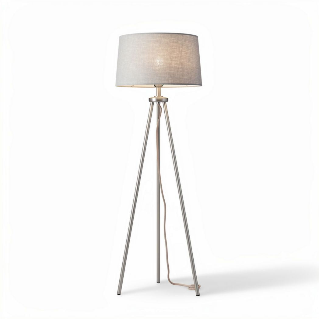 Tripod floor lamp with fabric shade and metal base 30 x 30 x 150cm