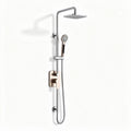 Shower system with handheld and overhead rain shower in chrome finish