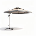 Patio umbrella with aluminum frame and beige canopy for outdoor use