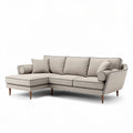 Fabric sectional sofa with left chaise in light beige color 200 x 90 x 85cm