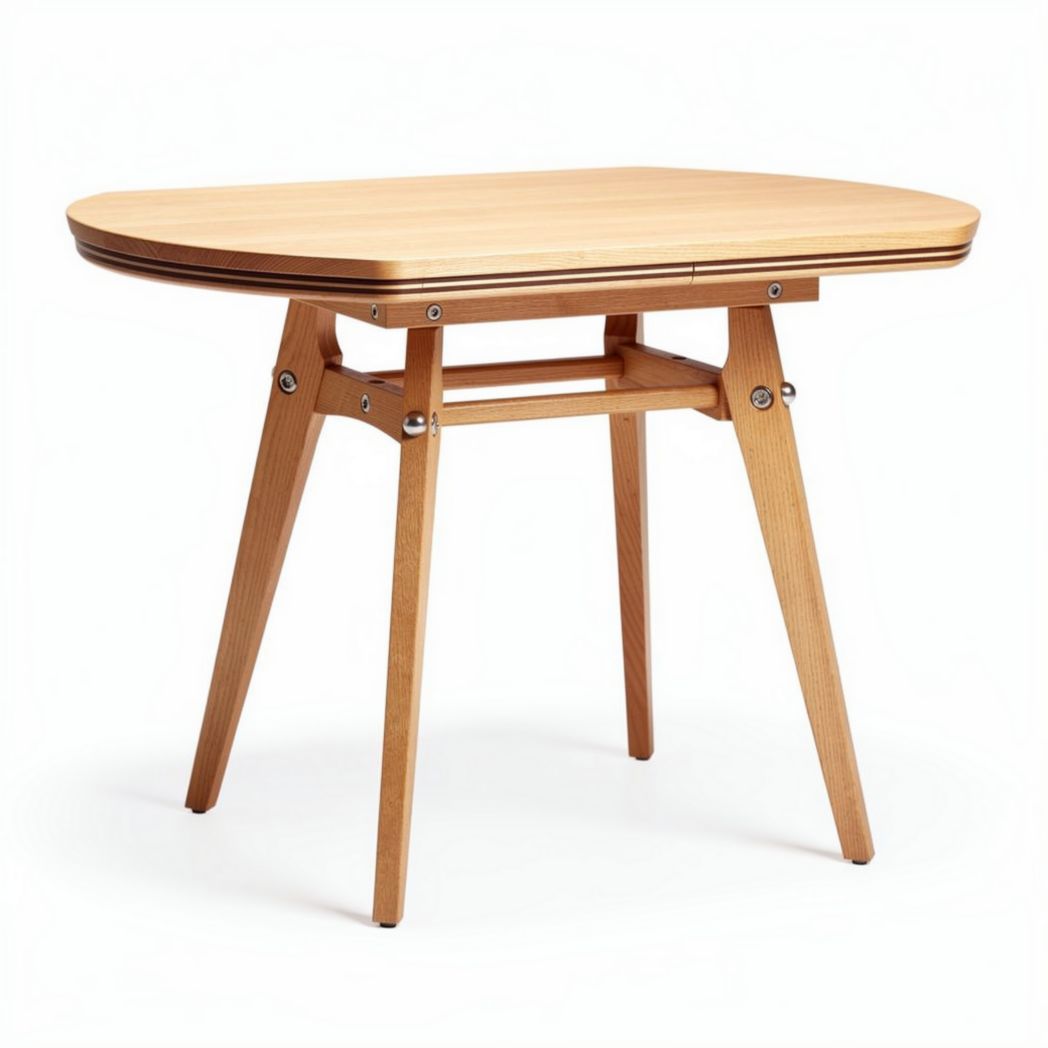Wooden folding table for dining or work space with natural finish 75 x 75 x 75cm